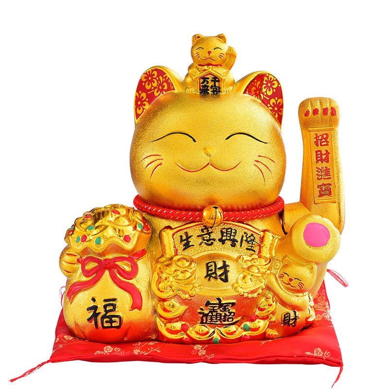 金摆件 电动摇手陶瓷储存钱罐特大号开业礼品店铺猫 三维工匠 『旺』14寸高27CM【摇手+存钱】猫