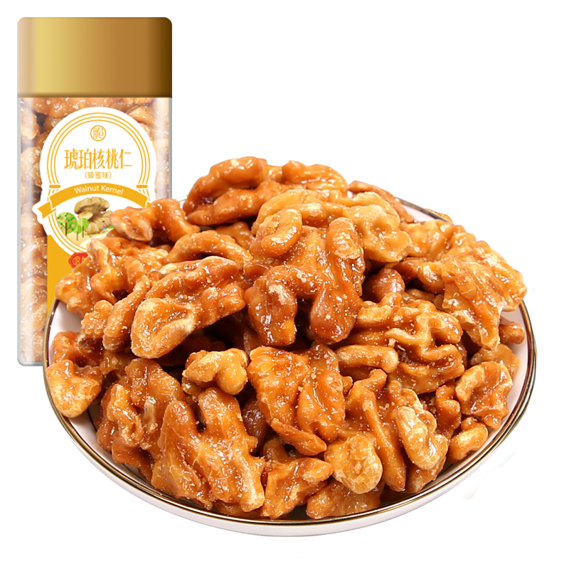 [姚生记] 琥珀大核桃仁蜂蜜味138g*3盒 休闲坚果办公室零食美味小吃罐装