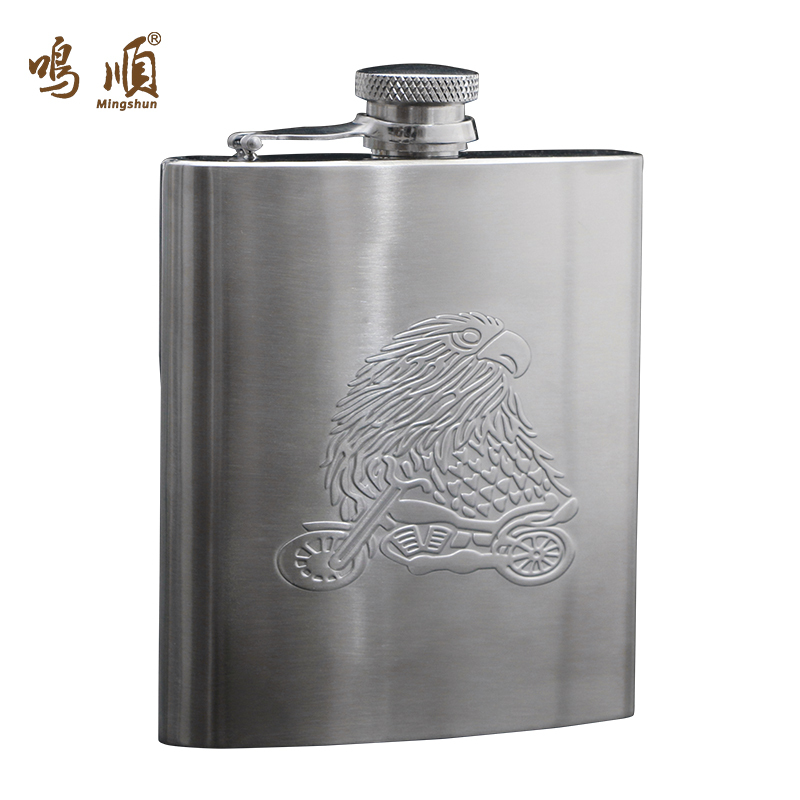 鸣順(Mingshun)3304不锈钢小酒壶6盎司 随身便携白酒小酒瓶具 礼品定制
