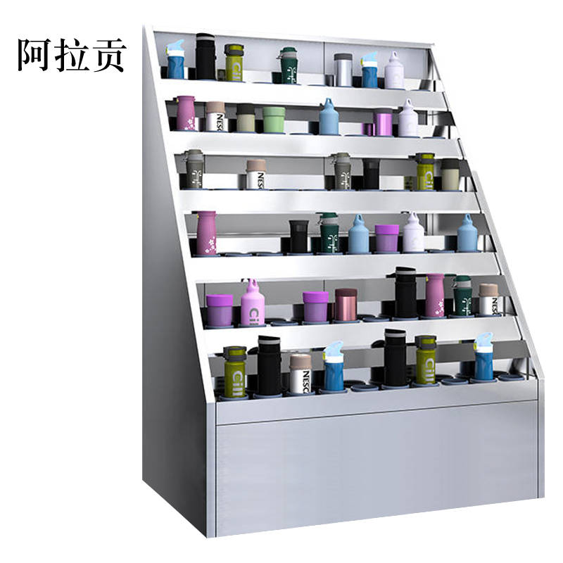 阿拉贡304不锈钢员工车间多格茶杯放置收纳柜60位水杯架1450*1050*705