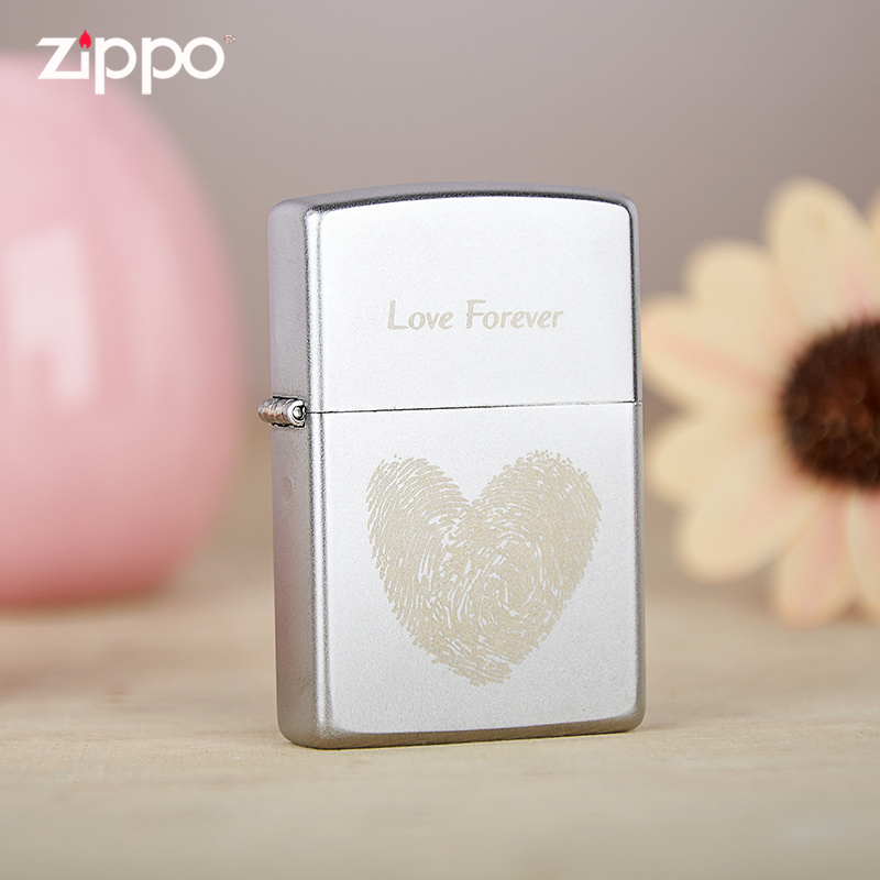 [苏宁自营]之宝Zippo打火机正版防风煤油205磨砂指纹爱心七夕节男友女友送礼