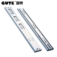 固特GUTE 冷轧钢三节缓冲阻尼导轨静音滚珠滑轨抽屉轨道 一副价 10寸25cm
