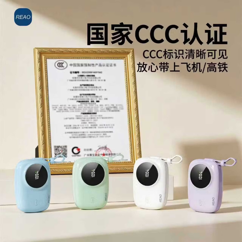 泺澳 充电宝可上飞机新3C认证快充移动电源迷你自带双线出门小巧便携 霞光紫 c13高清大图