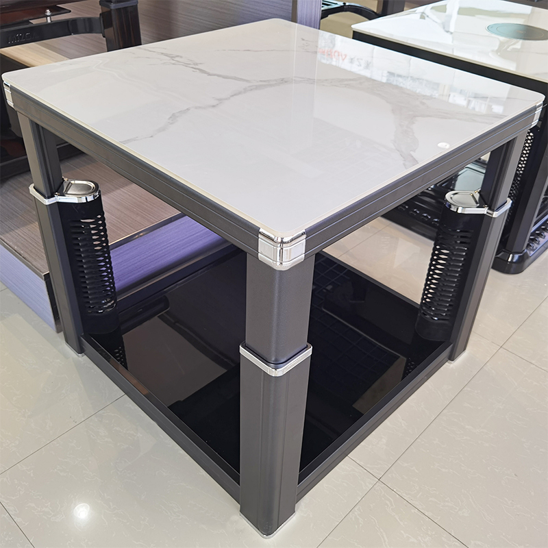 美之家电暖桌a800c白色岩板80*80cm语音升降电磁炉取暖桌电暖炉升降