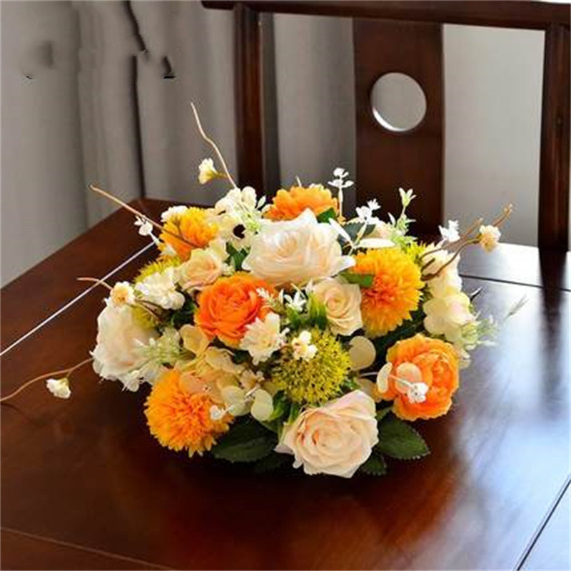 御皇康-a761高档酒店大餐桌中间摆花餐厅圆形桌花宴会装饰花艺会议室