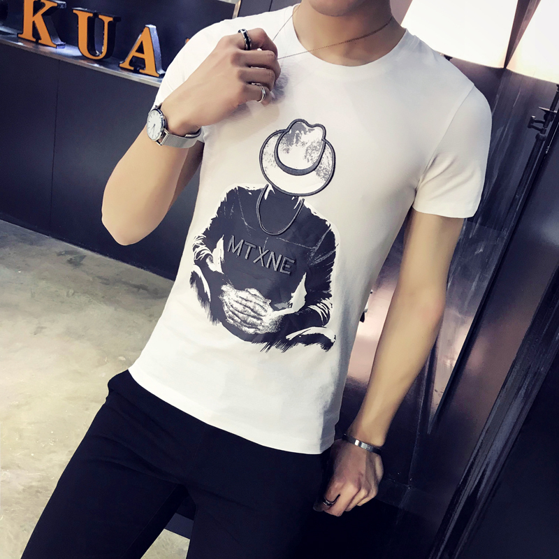 夜场酒吧dj美店短袖打底汗衫修身T恤男潮装夏款型师个性衣服