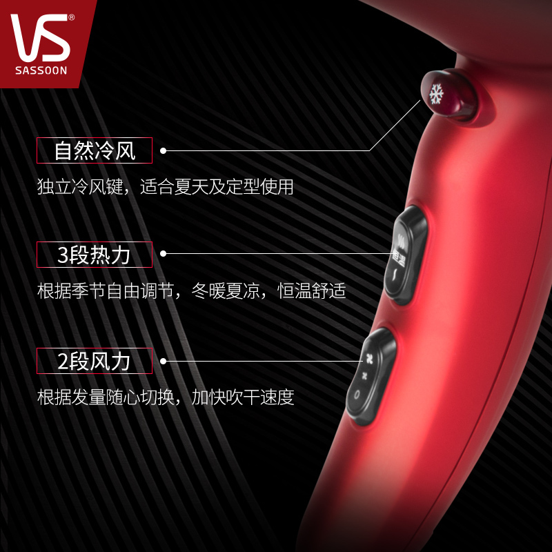 沙宣(VS SASSOON) 负离子电吹风 VS120CN 家用恒温护发 2000W大功率 吹风机