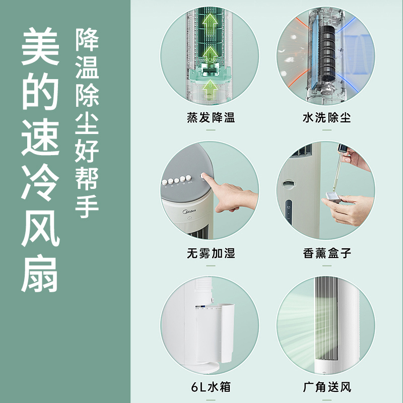 美的(Midea)家用空调扇无雾加湿冷风扇大风量水冷塔扇节能冷风机摇头香薰落地风扇 AAF10MA高清大图