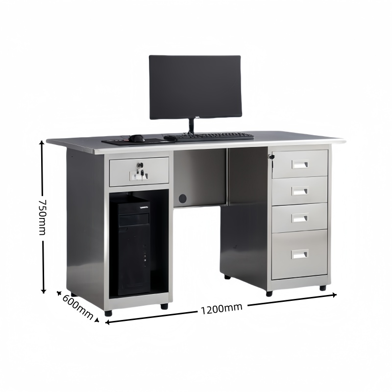 攸形304不锈钢办公桌1200*600*750mm台高清大图