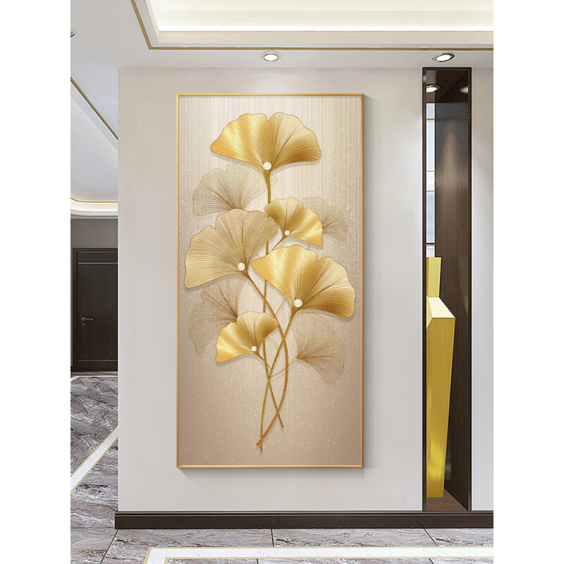 维诺亚玄关装饰画轻奢走廊过道入户门正对墙挂画竖版大气高清大图