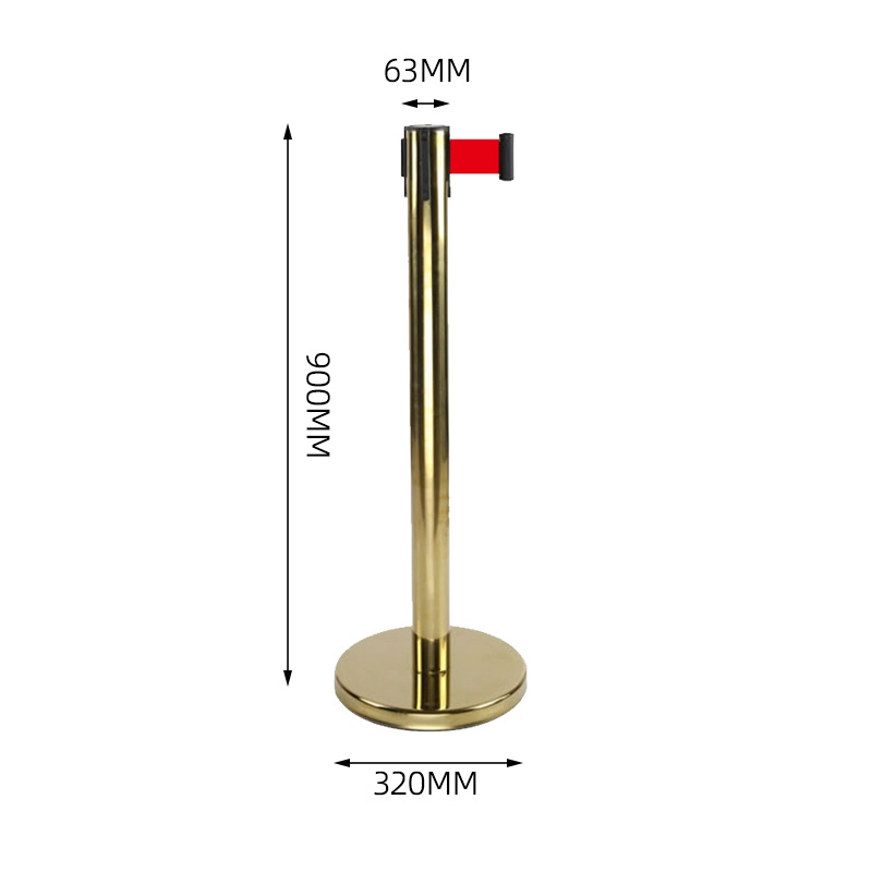 翌嘉 YJ4123122 不锈钢警戒隔离线警示柱排队护栏银行带伸缩带安全警示带 金色 2米高清大图