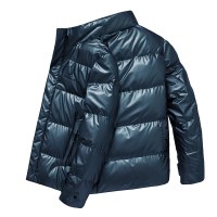 简号潮牌加厚羽绒服男秋冬新款潮流帅气亮面冬季白鸭绒保暖立领男士羽绒服外套 青CCYR2163