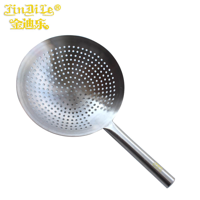 金迪乐不锈钢油缸大漏勺过滤网筛捞勺 28cm钢柄LS2822A/个