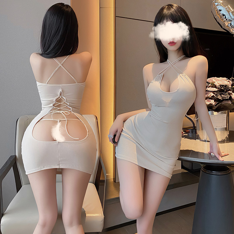 霏慕性感夜店弹力包臀裙情趣内衣制服衣服女交叉系带露背连衣裙女式情趣睡衣睡裙5131高清大图