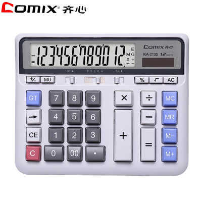 齐心(COMIX)KA-2135桌面式计算器 12位 电脑按键计算机 太阳能计算器 大屏幕办公计算机 办公财务用品