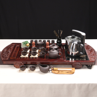百鸿(Baihong) 整套功夫紫砂茶壶茶具套装整套家用全自动四合一实木茶盘 小龙凤呈祥原矿紫砂茶具套装