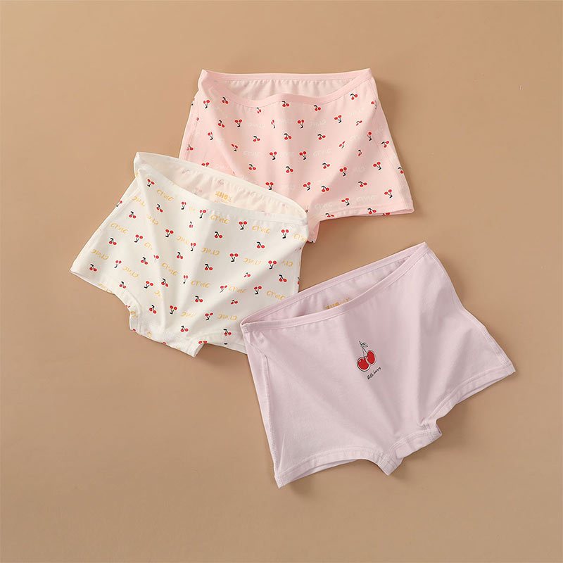 小红豆儿童内裤女童平角三条装内裤女童柔软舒适内裤