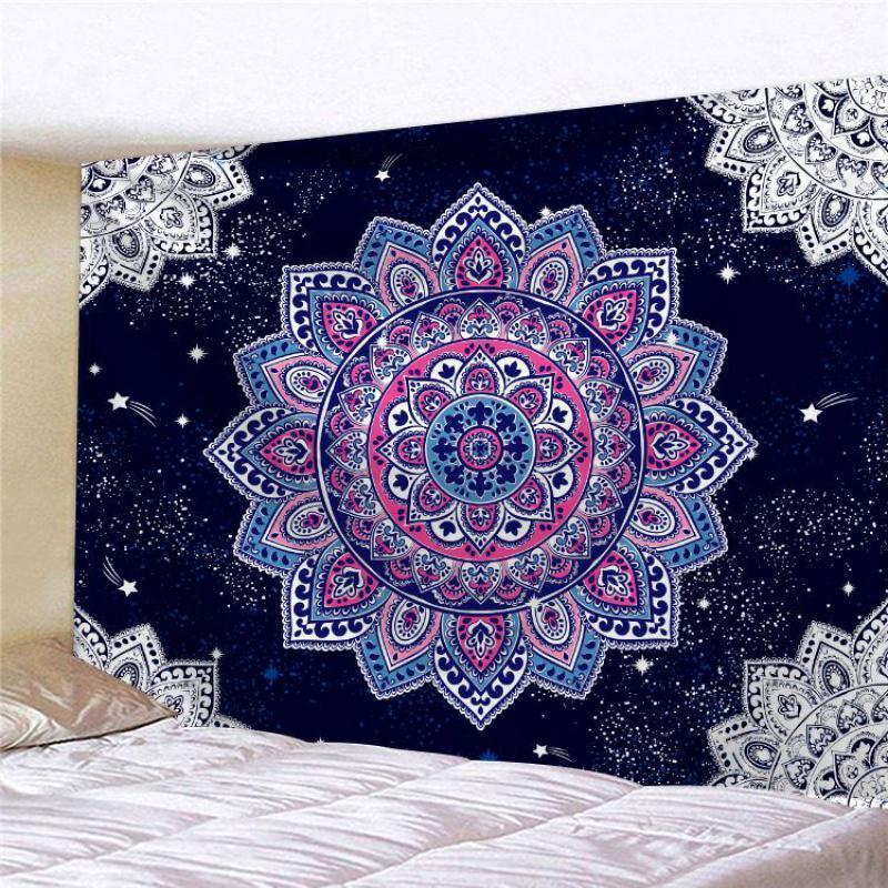 汐岩超大曼陀罗墙布装饰挂毯印度瑜伽背景布挂布卧室床头隔断遮挡窗帘 图二绒布150*200厘米