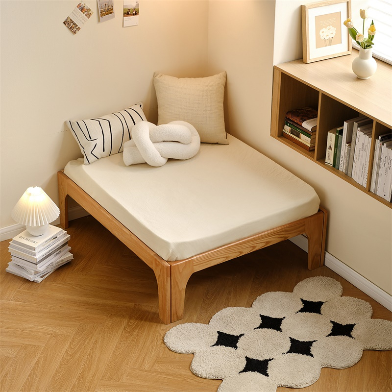 全友家居北欧原木风橡木实木伸缩沙发床卧室小户型单人床dw8033