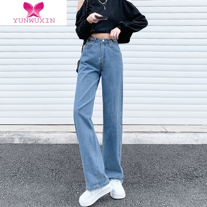 YUNWUXIN牛仔阔腿裤女裤子春2022年新款秋装高腰直筒长裤高街潮ins