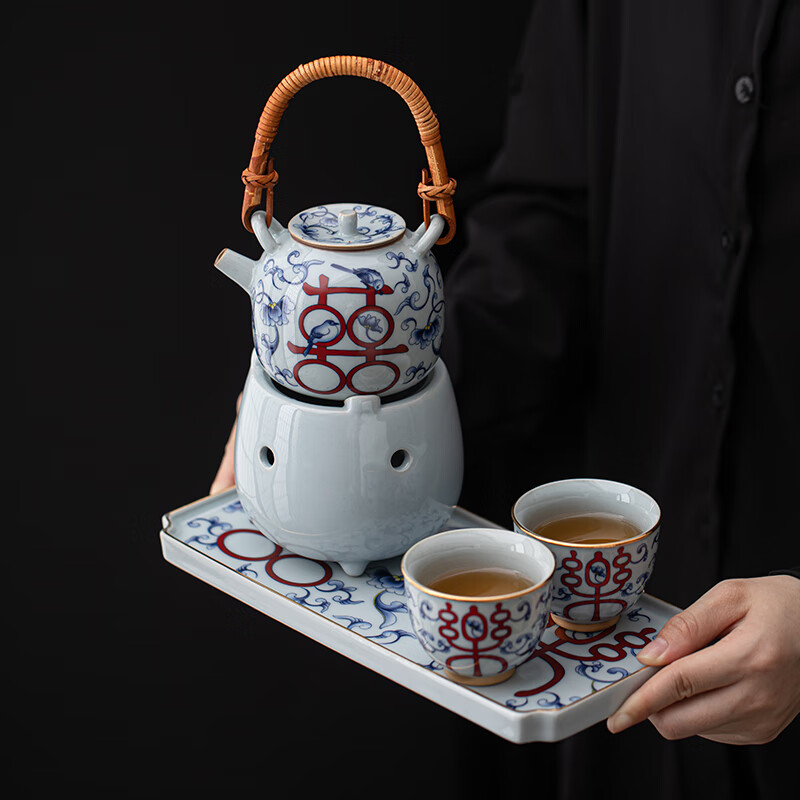 苏氏陶瓷/SUSHI CERAMICS J1080 平安喜乐青花温茶套装 (单位:套)高清大图