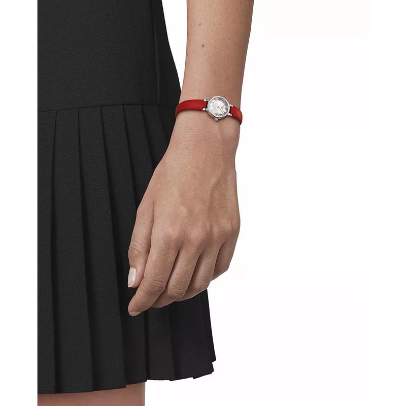 天梭(TISSOT)女士瑞士石英手表红皮表带20mm经典优雅防水商务休闲礼物高清大图