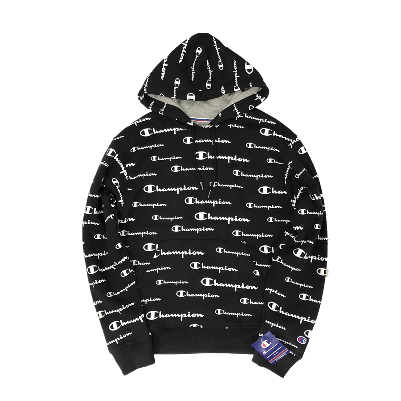 加绒款champion满印logo卫衣男潮秋冬宽松情侣休闲上衣