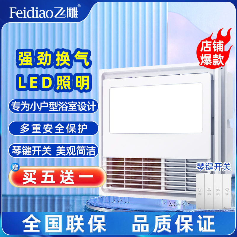 飞雕(FEIDIAO)浴霸小户型300×300吹风换气一体式暖风机卫生间浴室集成吊顶风暖晓30(浴霸需自行安装)
