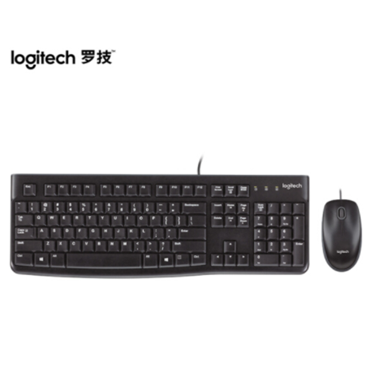 罗技(Logitech) MK120 键鼠套装 有线键鼠套装 办公键鼠套装 电脑键盘 笔记本键盘 联想全尺寸 黑色