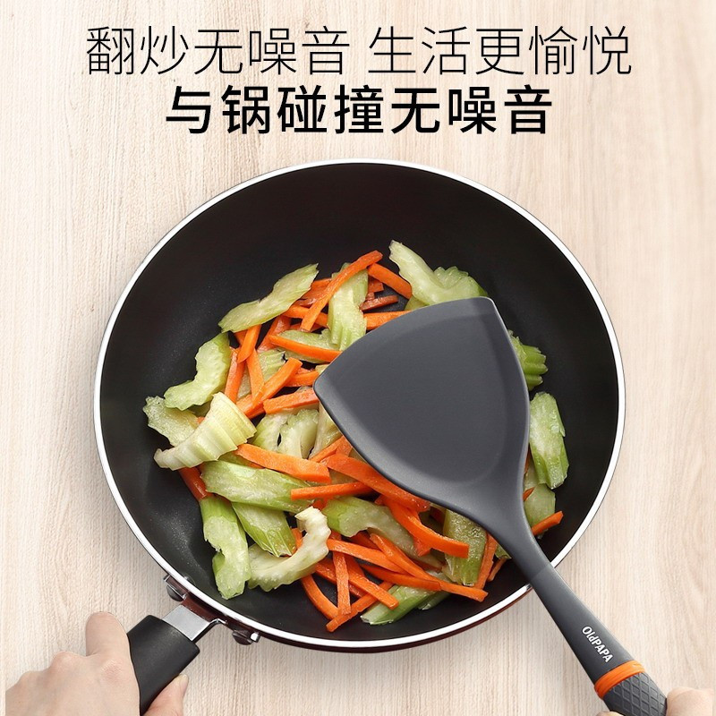 老爹(OldPAPA)硅胶汤勺厨具不伤锅防刮锅 灰大汤勺