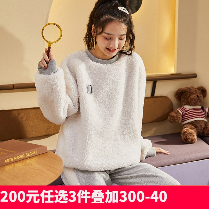 [2.5折价87元]还可叠券唐狮秋冬新款时尚女卫衣加绒加厚宽松百搭仿羊羔绒