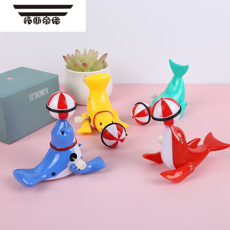 拓斯帝诺杂技旋转海豚顶球上弦海狮玩具男儿童上链发条玩具幼儿园奖品