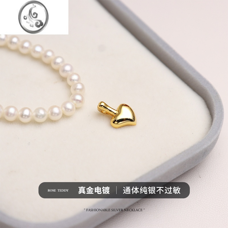 JiMi爱心吊坠女款24k金坠子不含项链小金豆925银银扣心形银饰单坠