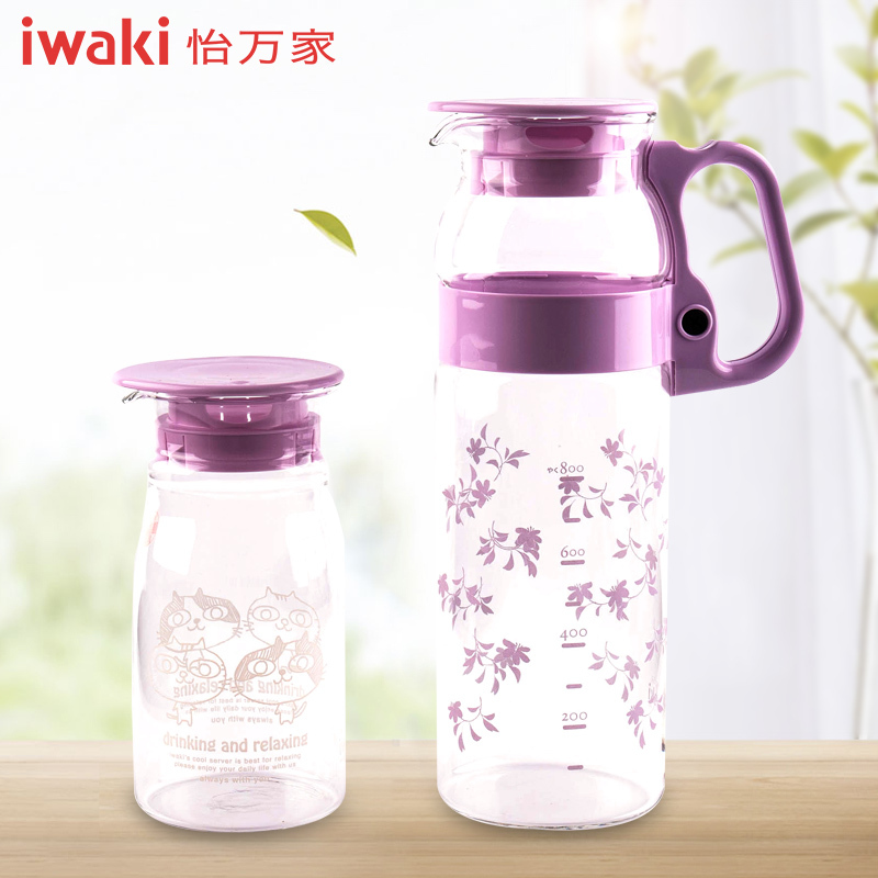 【百年品牌，精致生活，高端耐热玻璃水壶】TC-CS-2V1C 怡万家iwaki耐热玻璃 臻品冷水壶二件套梦幻紫