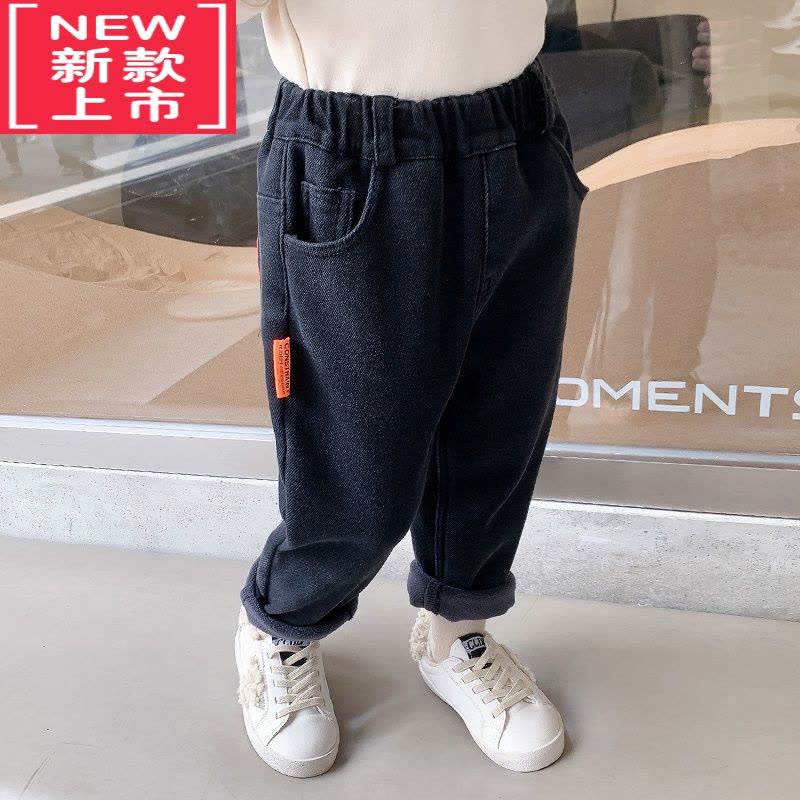 可莉允女童一体加绒牛仔裤秋冬2022新款童装女宝宝加厚儿童冬季保暖裤子图片