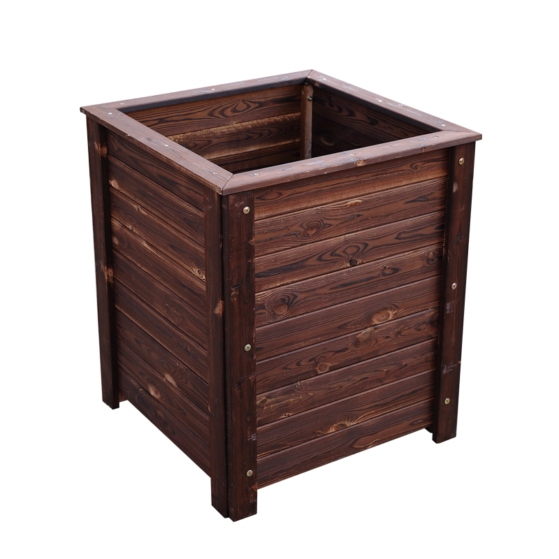 防腐木花箱正方形碳化实木阳台户外庭院种植箱木质花盆