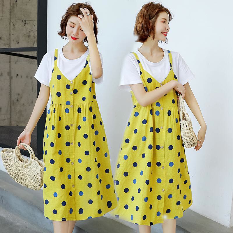 迪鲁奥(DILUAO)孕妇装夏装连衣裙套装中长款过膝宽松夏天裙子2021新款时尚加大码孕妇裙图片