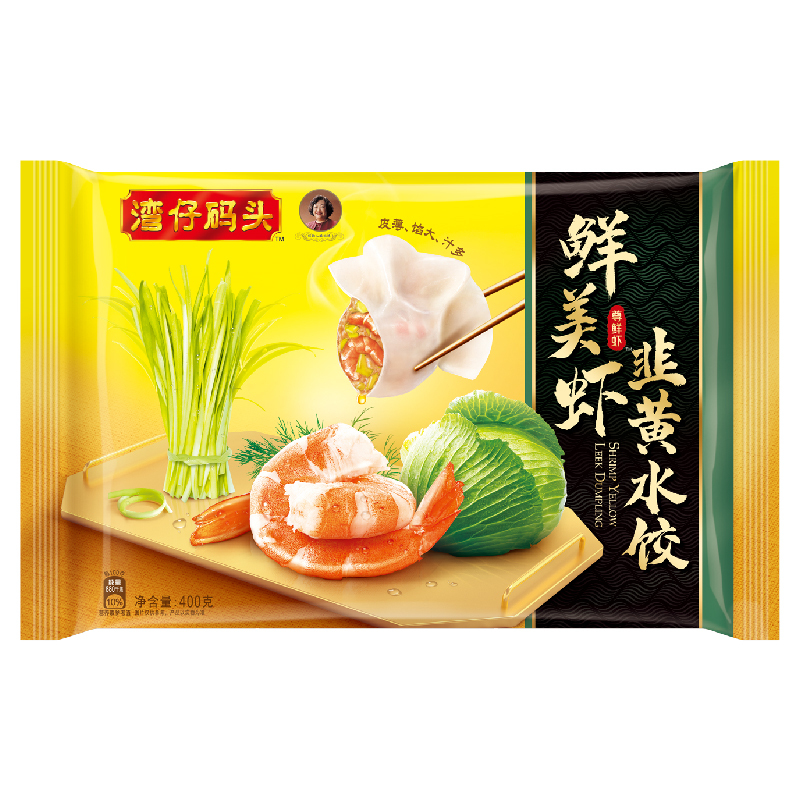 湾仔码头鲜美虾仁韭黄水饺400g