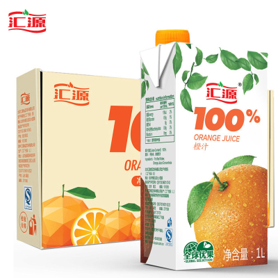 汇源 青春版 100%橙汁 出口标准 1Lx5盒 全新升级 便携礼盒装