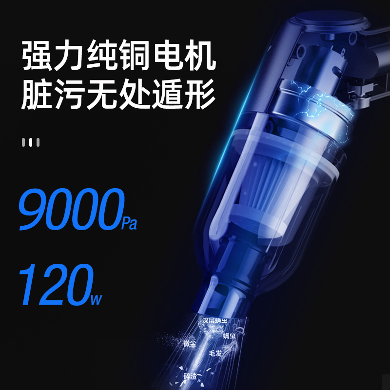 尤利特车载吸尘器车用无线充电汽车家用两用手持小型车内大功率强力[白色地刷款+滤芯*2+毛巾+收纳包]