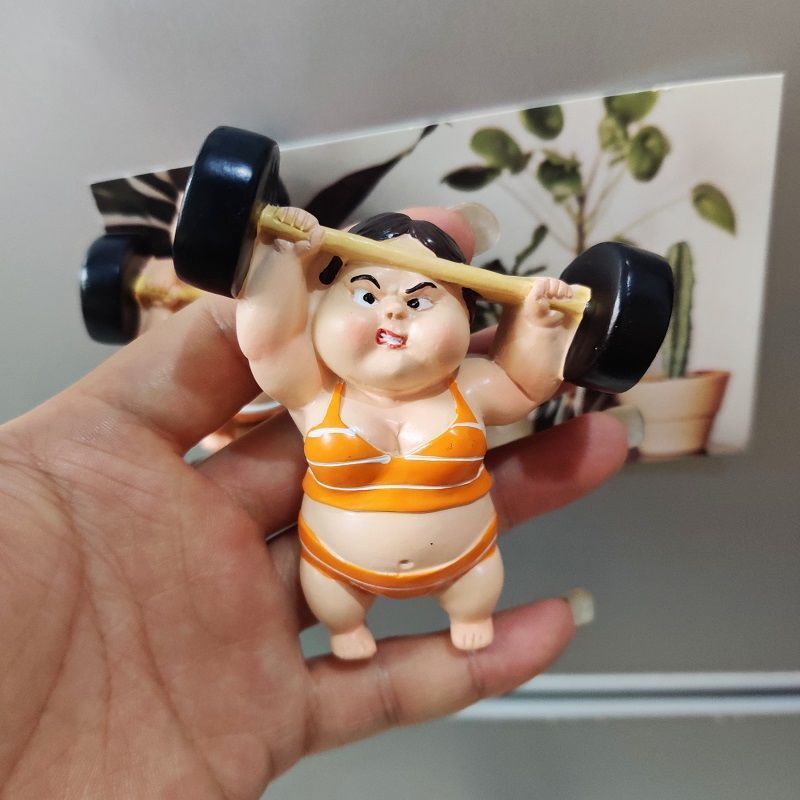 卡通可爱冰箱贴举重男女创意磁性贴装饰3D家居个性ins风磁力贴 举重男孩[带磁铁]