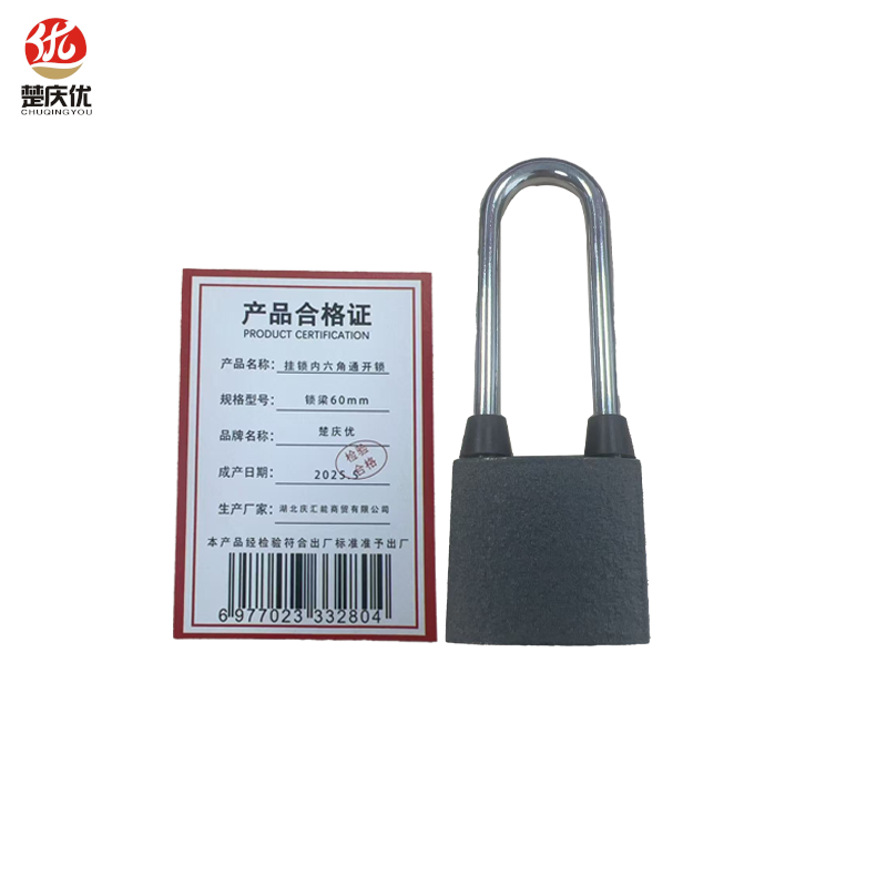 楚庆优 挂锁内六角通开锁 锁梁60mm 把高清大图
