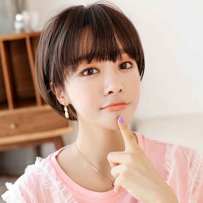 假发女短发bobo韩国波波头空气刘海锁骨发女气质修脸短发套头蜂蜜布丁