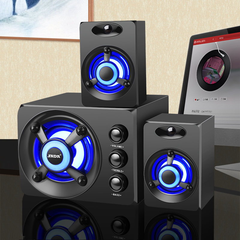 赛达D-208电脑音箱台式低音炮音响家用2.1声道台式笔记本手机通用USB供电 有线版黑色高清大图