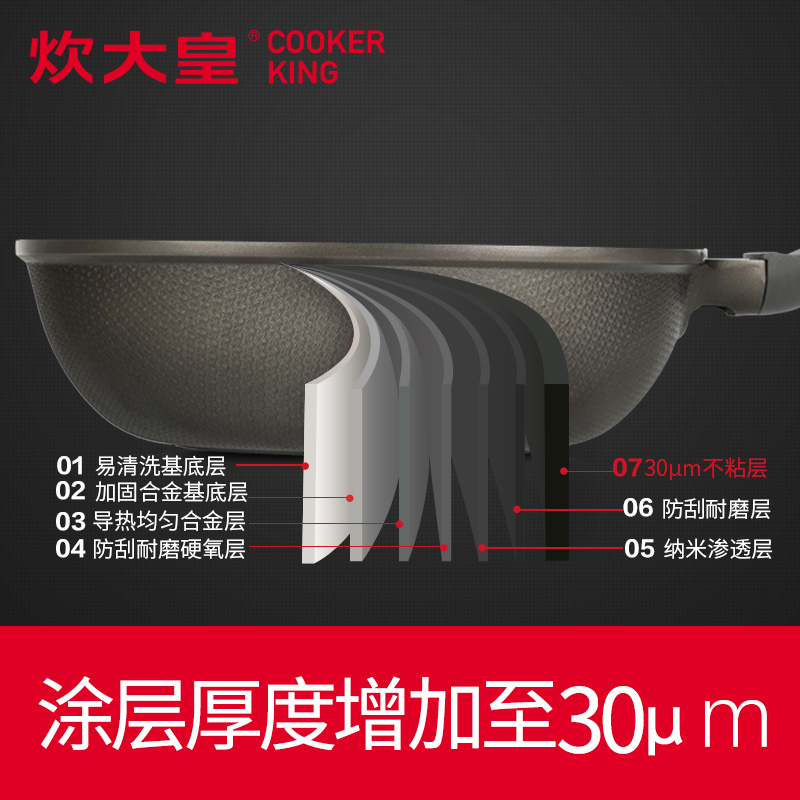 炊大皇(COOKER KING)炒锅 C32J 不粘锅炒锅32cm少油烟家用锅具 真不粘炒锅炒菜锅电磁炉燃气通用32cm高清大图