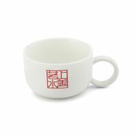 恒福 (TEA MiLL)上善若水自在饮杯 陶瓷刻花 茶具 白瓷带柄茶杯