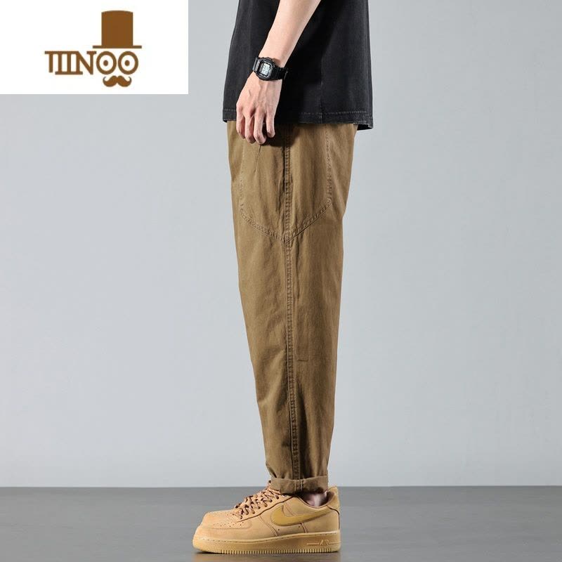 YANXU潮牌微锥哈伦工装休闲裤子男款2023夏季薄款长裤松紧腰男裤潮图片