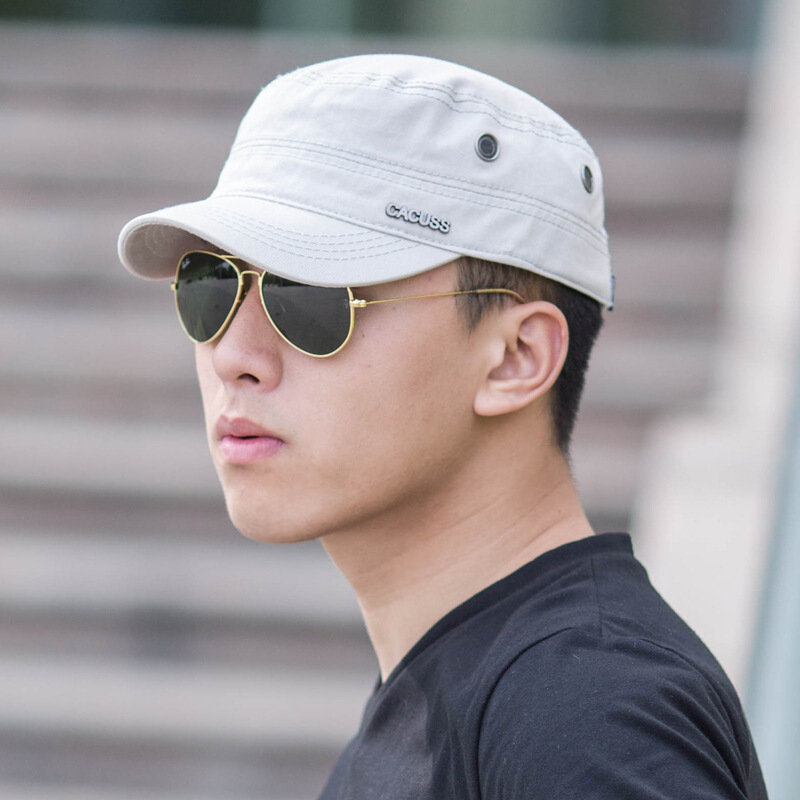 帽子男军帽韩版户外潮平顶休闲帽男女士军帽可节太阳帽