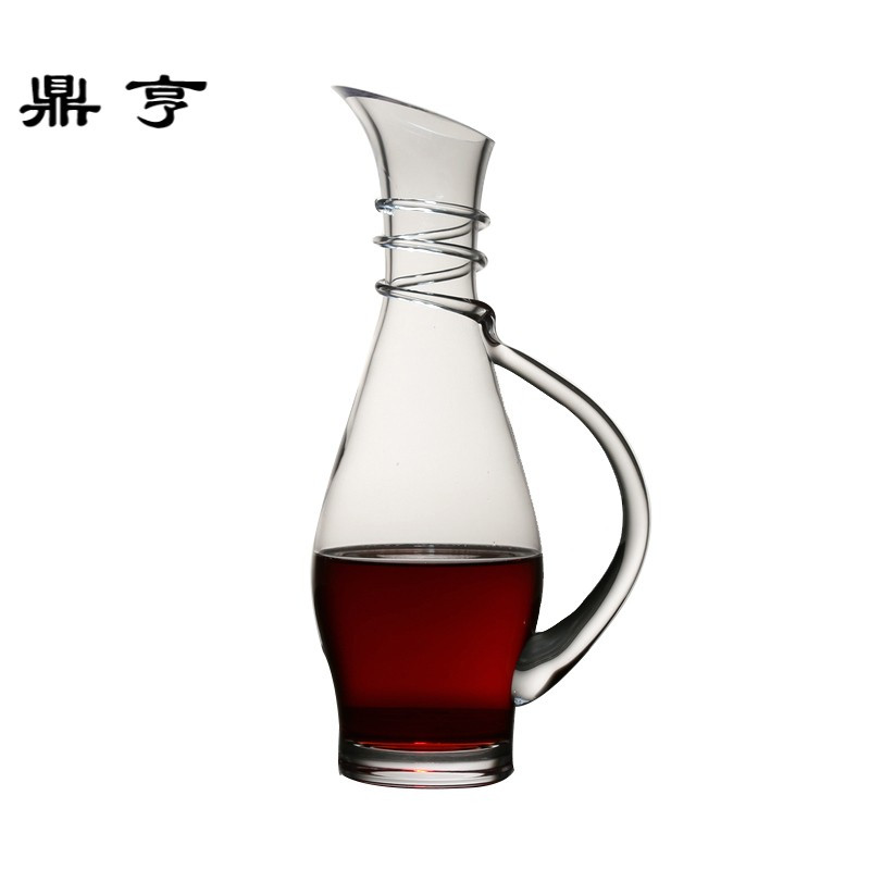 鼎亨包邮山西无铅水晶玻璃斜口酒壶带把红酒盛酒器倒酒器