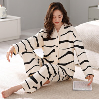 秋冬季女士睡衣棉质和服长袖长裤开衫家居服薄款甜美两件套秋冬款 女XXL B42007